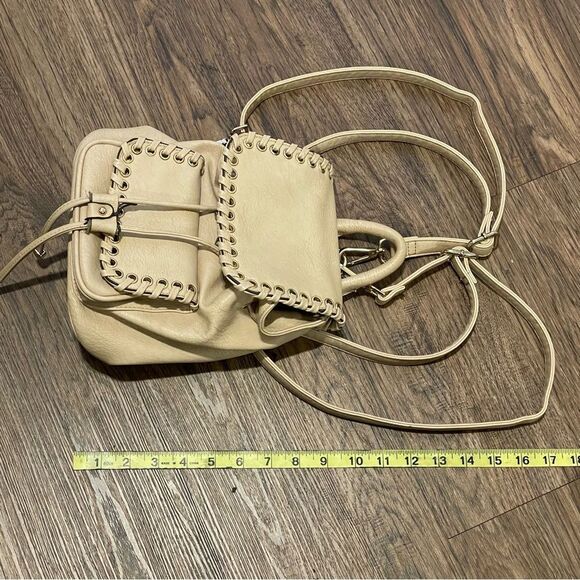 Chinese Laundry Small Backpack Cream With Large Stitch Design - Picture 13 of 15